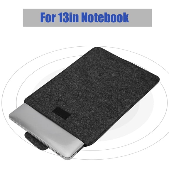 Riousery 13in Envelope Notebook Case PU Felt Laptop Sleeve Bag, Scratch Resistant Anti Collision Protection Laptop Cover for 13 Inch Devices, Ideal for Travel and Business, Black Gray