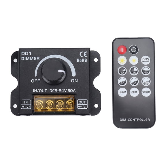 Riousery 14 Key LED Light Strip Wireless Knob Dimmer Lighting Dimming Controller DC5V-24V with Remote Control, Ideal for Home and Bar, Multicolor, 3.54 inches / 9.00 cm, 1 Unit Pack