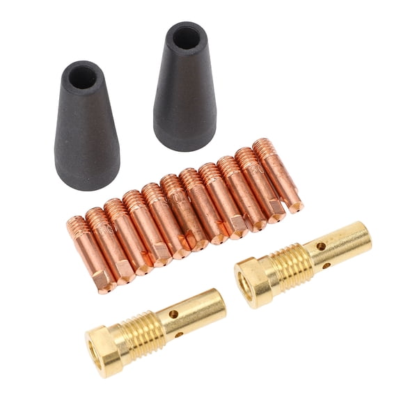 Riousery 15 Piece Welding Accessories Kit PTFE Gasless Nozzles Brass Gas Diffuser 0.035 inch / 0.9 mm Copper Electrode Tips for Century FC90 80GL