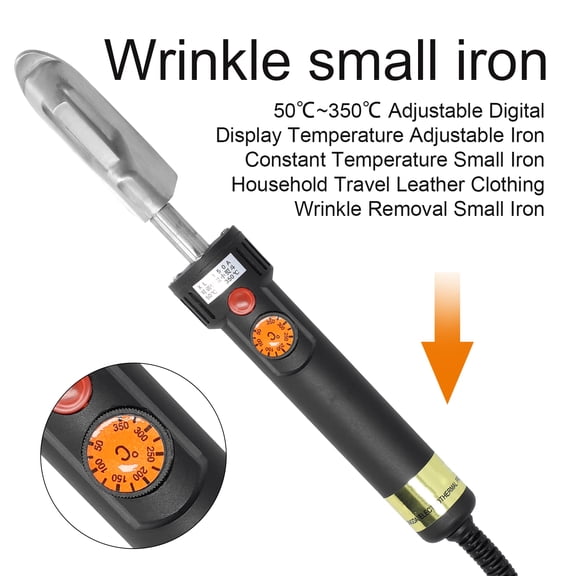 Riousery 150W Portable Leather Iron with Digital Display, 122-662 (50-350) Adjustable Temp Control, Compact Travel Clothes Iron for Wrinkle Removal, 11 inches / 280 mm
