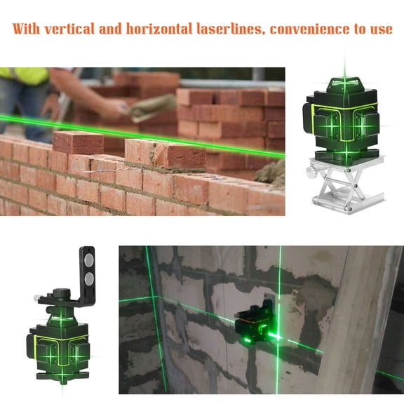Riousery 16 Lines 4D Measurement Laser Level Tool Vertical Horizontal Line 3 Self-leveling Black Green Multifunctional LCD Display with Remote Control 82 ft / 25m Range