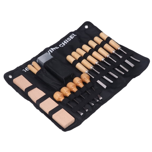 Riousery 16 Pcs Wood Carving Tool Set Steel Woodworking Chisel Kit Carving Knife Hand Tool[cite: 1]