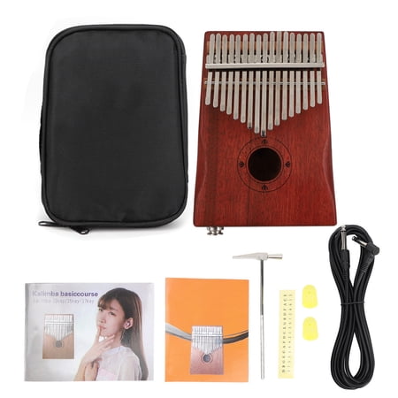 Riousery 17-Key Kalimba Mahogany Thumb Piano Musical Instrument with Bag and Audio Cable, Professional Finger Harp for Beginners and Experts, 7.3 inches / 18.5 cm Long