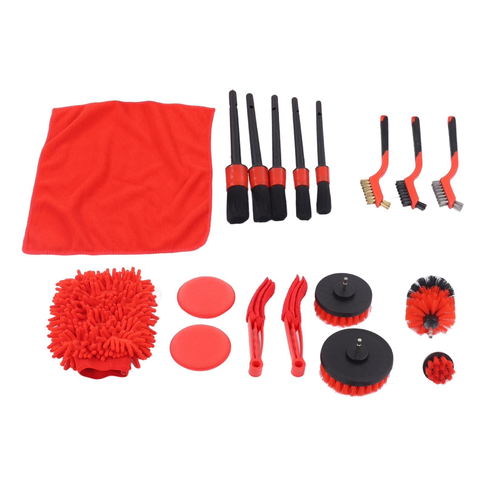 Riousery 18-Piece Car Cleaning Tools Kit Detailing Brush Set for Universal Vehicles Dashboard, Interior, Exterior Air Vents & Wheels (13.39 inches / 34 cm)