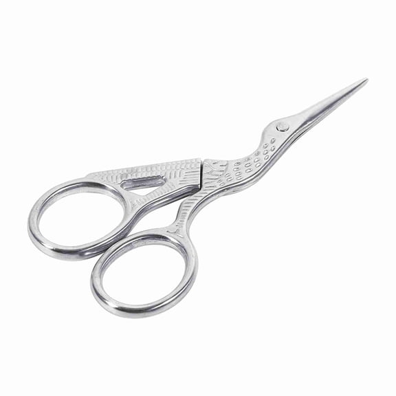 Riousery 1Pc Stainless Steel Embroidery Sewing Tools Crane Shape Shears Cross Stitch Scissors Silver, 3.7 inches / 9.3 cm