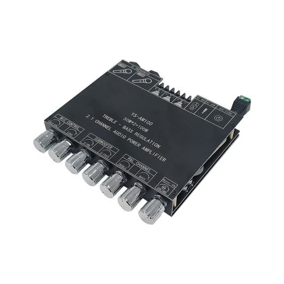 Riousery 2.1 Channel Digital Audio Amplifier Board Module High and Low Tone Subwoofer Support 5.1 BT Connection AUX Audio Input U disk Playback, 5.28 inches / 13.4 cm Compact Design