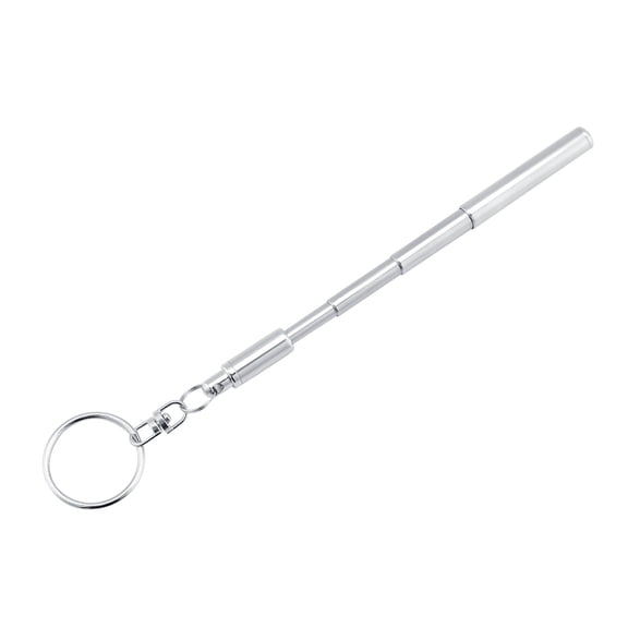 Riousery 2 in 1 Multifunctional Portable Stainless Steel Telescoping Extendable Key Ring Pen, Sleek Silver Pocket Stylus Writing Tool, 0.4 inches / 1.0 cm Diameter, Perfect EDC Outdoor Gift