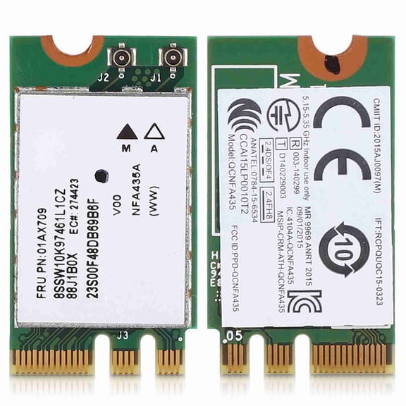 Riousery 2.4G+5G Dual Band Wireless Network Card QCNFA435 NGFF M.2 Interface Wi-Fi Adapter with Bluetooth 4.0 for High-Speed Internet Connectivity on Desktop and Laptop PCs (3.00 inches / 7.62 cm)
