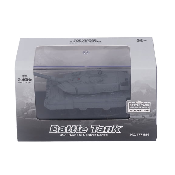Riousery 2.4G Remote Control Tank Toy 360 Degree Rotation USB Rechargeable Simulation Electric RC Tank Toy with Transparent Display Box