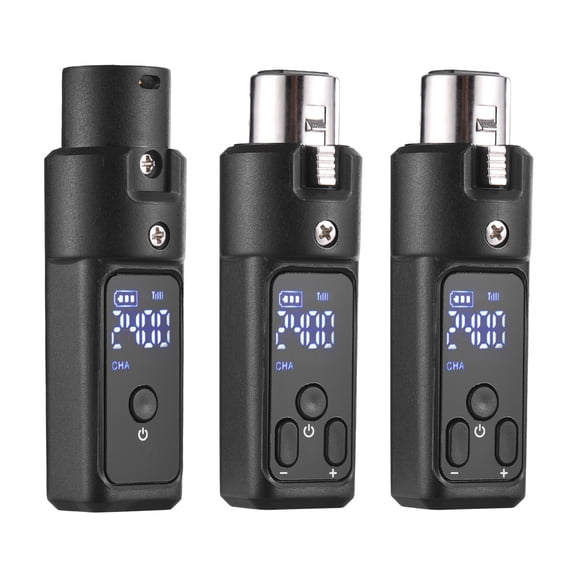 Riousery 2.4G Wireless XLR Transmitter and Receiver System Set for Dynamic Coil Microphones. Rechargeable Cordless Mic Audio Mixer Adapter for Electric Guitar, Bass, and Speaker Applications