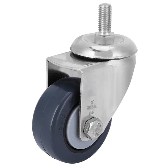 Riousery 2 Inches / 5.08 cm Stem Caster Wheel 304 Stainless Steel Bracket M10 Dark Gray Polypropylene Wear Resistant Replacement Hardware Part for Trolleys and Chairs