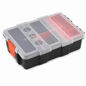 Riousery 2-Layer Heavy Duty Components Storage Box, Small Parts Tool Organizer Case with Transparent Lid for Nuts, Bolts, Screws & DIY Tools