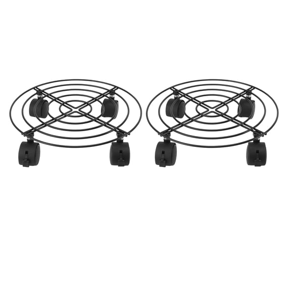 Riousery 2 PCS Outdoor Plant Dolly with Lockable Wheels, 10.6 inches / 27 cm Iron and PVC High Load Bearing Rolling Plant Stand Base for Large Plants, Heavy Duty Round