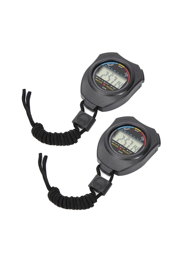 2 PCS Sports Stopwatch Timer, Multifunctional Digital LCD Handheld Stopwatch for Racing Running Swimming Coach Referee with Compass, Black, 3.1 inches / 8 cm