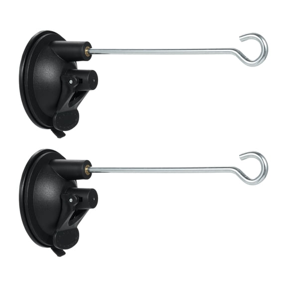 Riousery 2 Pack Window Suction Cup Hanger for Bird Feeders Wind Chimes Plant Hook Heavy Duty Strong Suction 5 Lbs Max Capacity Smooth Surface Wall Mount Hardware Black Finish