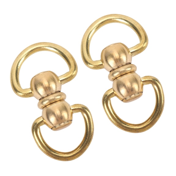 Riousery 2 Pcs 1.57 inches / 40mm Brass Double D Ring Double Ended Swivel Hook with Rotating Connector