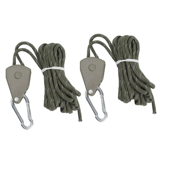 Riousery 2 Pcs 4m Camping Tent Adjustable Wind Cord Outdoor Tent Rope with Pulley Canopy Quick Setup Camping Rope OD Green Heavy Duty Ropes (157.48 inches / 400 cm)