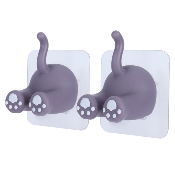 Riousery 2 Pcs Animal Tail Hook PunchFree Sucker Wall Mount Rack For Matte Glass Ceramic Tiles Marble Metal, Lavender
