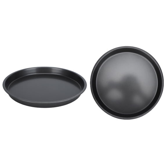 Riousery 2-Piece Deep Carbon Steel Non-Stick Pizza Pan Set for Kitchen Bakery, Thickened 12-Inch Round Baking Pans for Pizzas, Cakes, and Pastries, Durable Oven Safe Bakeware for Home Cooks