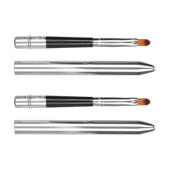 Riousery 2-Piece Lip Brush Set with Ergonomic Extended Sealing Design, Portable Single Head Aluminum Tube Lipstick Applicator for Travel, Small and Easy to Clean, 4.72 inches / 12 cm