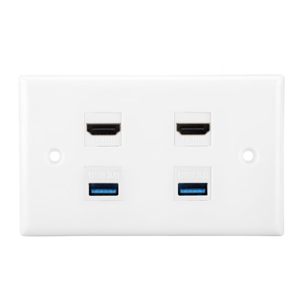 Riousery 2-Port HDMI and 2-Port USB 3.0 Audio Video HDTV Wall Plate Panel, ABS Flame Retardant Material Coupler Cover for Home Theater Setup (4.72 inches / 12 cm)[cite: 1]
