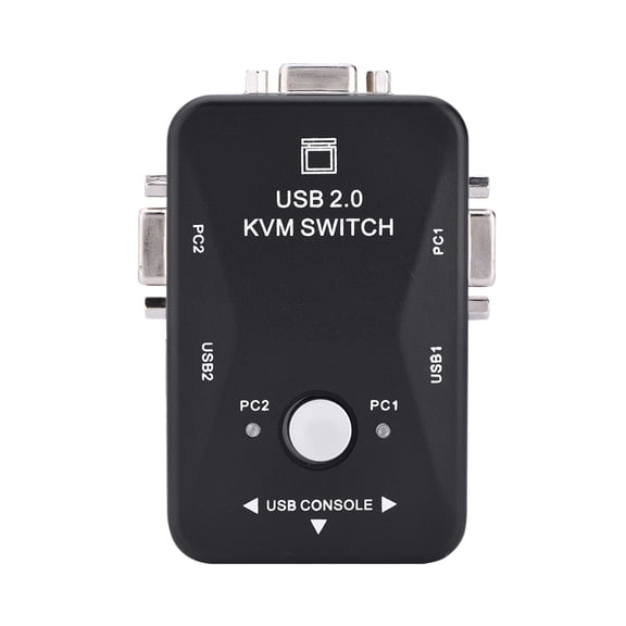 Riousery 2 Port USB VGA KVM Switch Box And Cables for Computer Sharing, Keyboard Mouse Monitor Switcher with High Maximum Resolution 1920 x 1440, Plug and Play Easy Setup for Windows Linux Mac