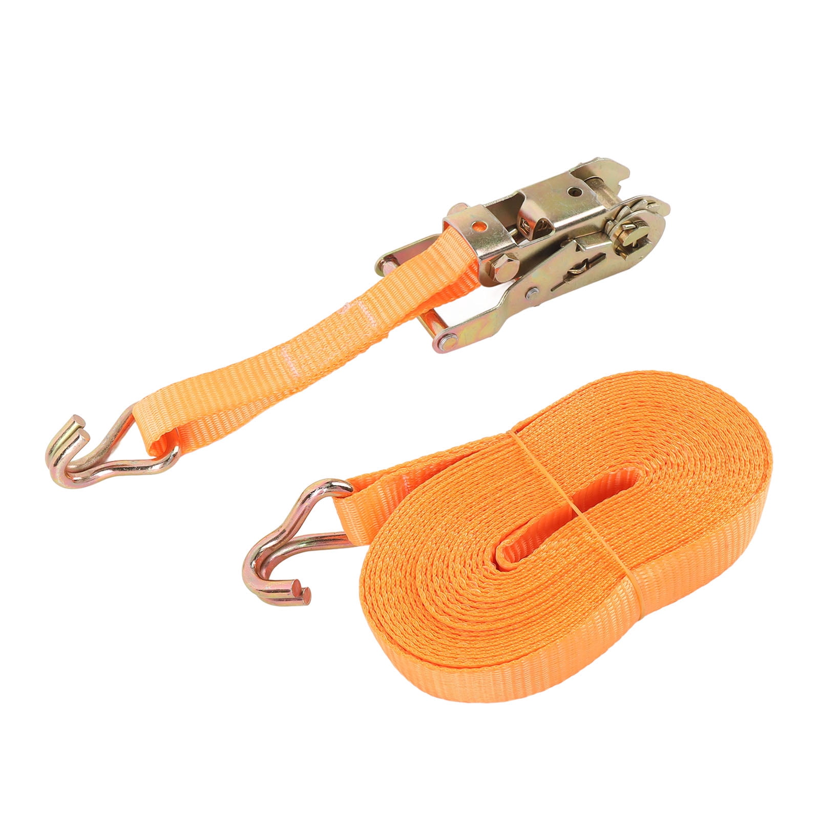 Riousery 2 Set Heavy Duty Ratchet Tie Down Strap 7m x 25mm / 23ft x 1in Orange 1-1/16in Wide with J Hooks 750KG / 1653 LBS