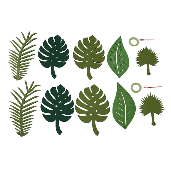 Riousery 2 Set Tropical Palm Leaves Banner Felt Cloth Hawaiian Theme Party Decoration Palm Leaf Garland Banners Jungle Safari Luau Party Decorations Supplies Green Decor (9.45 inches / 24 cm)