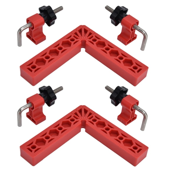 Riousery 2 Sets 90 Degree Positioning Square L-Type Right Angle Adjustable Woodworking Splicing Corner Fixture, Red (9.45 inches / 24 cm)