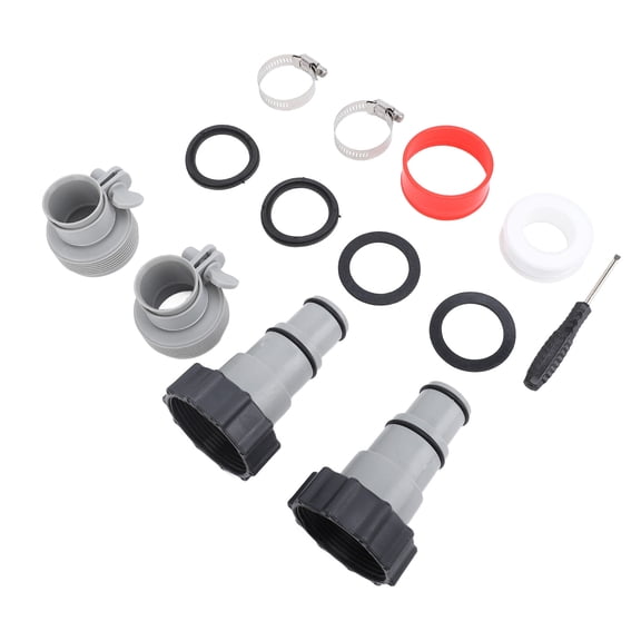 Riousery 2 Sets Pool Hose Adapter Replacement Kit Threaded Connection Fittings Clamps Gaskets for Fit ARU Swimming Pool Pump Maintenance (8.66 inches / 22 cm) Durable PVC Water System Connector
