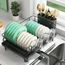 2 Tier Dish Rack With Draining Pan Adjustable Length Cutting Board Holder Stainless Steel Walmart