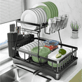thumbnail image 1 of Riousery 2 Tier Dish Racks for Kitchen Counter, Dish Drying Rack with Dish Drainer, Stainless Steel Dish Rack Drain Set with Utensil Cups Holders, Drain Board with Drainage, Kitchen Organizers, 1 of 8
