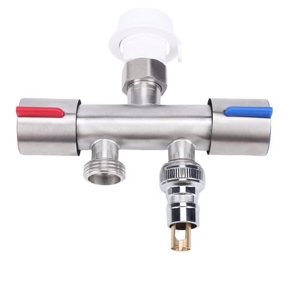 Riousery 2 Way Hose Splitter G1/2 304 Stainless Steel Precise Dual Control Leakproof Faucet Diverter Tap Splitter for Washing Machine Kitchen Garden, 4.72 in / 12 cm Length