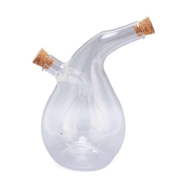 Riousery 2-in-1 Glass Oil and Vinegar Dispenser Bottle, Double Walled Olive Oil and Balsamic Cruet with Cork Stoppers, Clear Decorative Kitchen Cooking and Dining Liquid Pourer, 16 cm / 6.3 inches
