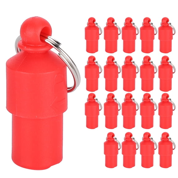 Riousery 20 Pcs Anti-Lost Pet ID Tag Dog Cat Name Address Label Storage Barrel Tube Collar Pendant, Red Color, 3.94 inches / 10.0 cm Length for Small Medium Large Animals