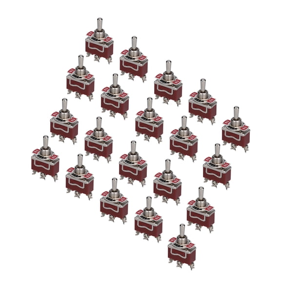Riousery 20 Sets Toggle Switch Rocker Self Locking 3 Terminal 3 Position Kit AC 250V Heavy Duty Electrical Replacement Parts (0.47 inches / 12 mm Hole Size) Durable ABS Stainless Steel Construction