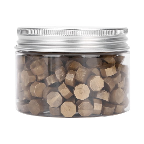 Riousery 200Pcs Matte Gold Octagon Sealing Wax Beads in Bottle (3.15 inches / 8 cm) for Wedding Invitations, Envelopes & Crafts