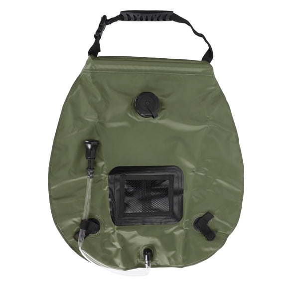 Riousery 20L Solar Shower Bag with Handle Solar Heating Portable Outdoor Camping Shower Bag with Back Thermometer for Hiking Beach OD Green 5.3 gal / 20L