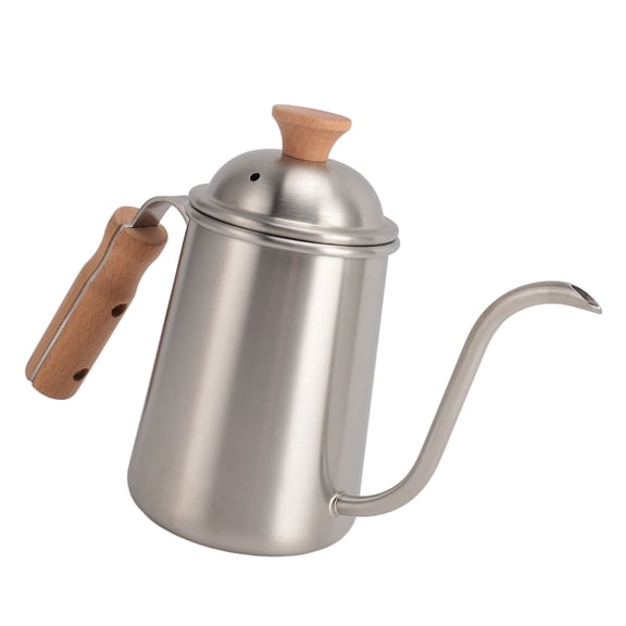 Riousery 22 oz Stainless Steel Pour Over Coffee Kettle with Solid Wood Handle, 650ml Gooseneck Stovetop Tea Kettle for Home Family Gatherings and Outdoor Camping Events (8.6 inches)