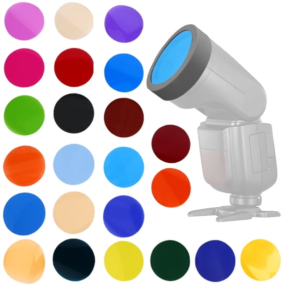 Riousery 24 Color Gel Filter Set, Circular Flash Light Diffusers for Godox V1 V1PRO V100 Photography Video LED Flashlight Accessory (Gray, 3.15 inches / 8 cm)