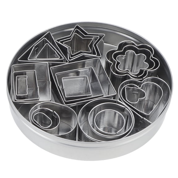 Riousery 24-Piece Stainless Steel Cookie Cutters Set with Storage Box Round Star Flower Heart Square Rectangle Triangle Mini Geometric Molds for Baking Pastry