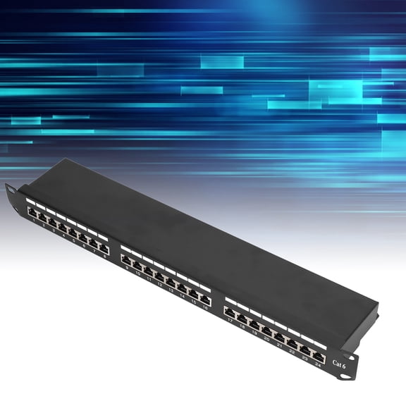 Riousery 24 Port Cat6 Shielded Network Cable Patch Panel with Removable Interchangeable Jacks, Heavy Duty Cold Rolled Steel Ethernet Coupler Patch Panel for Server Rack Mount