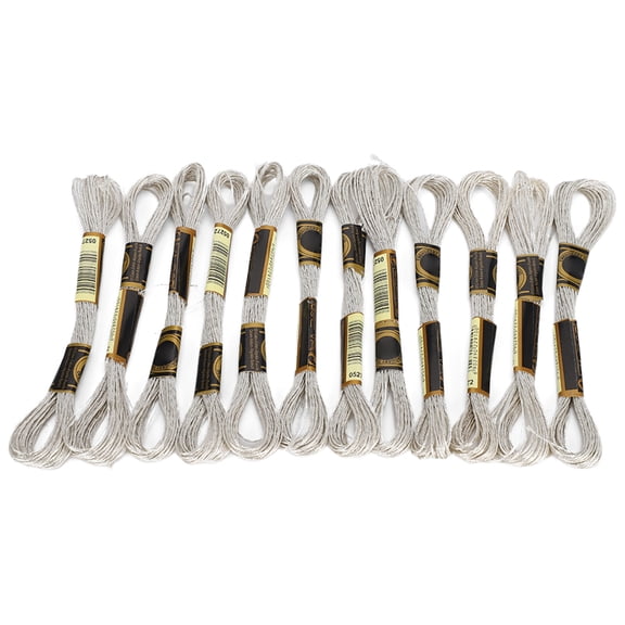 Riousery 24Pcs Cross Stitch Threads Silver Glossy Embroidery Floss HandMade Yarn 8 Meters / 26.2 Feet Premium Sewing And Embroidery Tool Set For Fashion Artisans