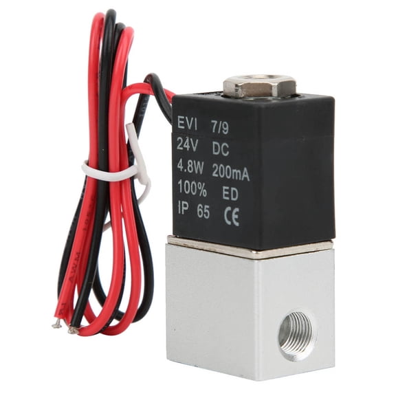 Riousery 24V DC Fast Response Electric Solenoid Valve 2 Position 2 Way Air Water Oil G1/8 8.5mm / 0.33 inches Aluminum Alloy Inline Valve