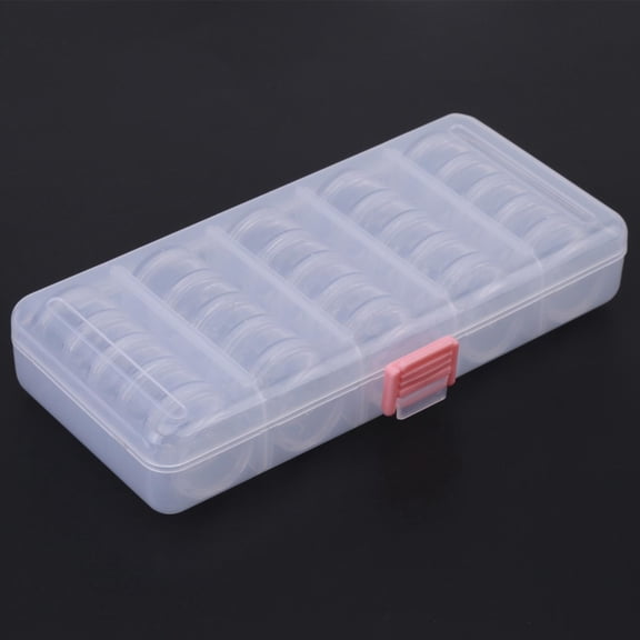Riousery 25 pcs Clear Plastic Jewelry Bead Storage Small Round Container Jars with Rectangle Box 7.48 inches / 19 cm