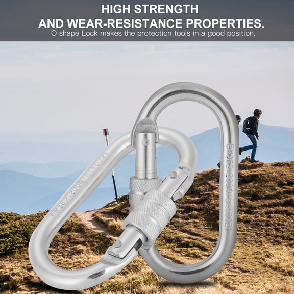 Riousery 25KN Alloy Steel O-Shape Screw Lock Carabiner for Rock Climbing Mountaineering Heavy Duty Safety Buckle Multipurpose Outdoor Survival Gear 4.2 Inch