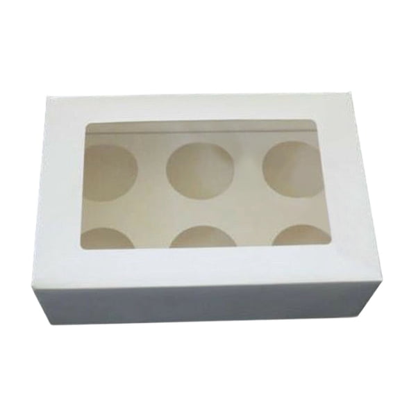 Riousery 25Pcs Cupcake Box Set, 6-Hole White Bakery Carrier with Transparent Display Window, 10 x 6.7 x 3.1 Inches (25.5 x 17 x 8 cm), Perfect for Weddings, Birthdays, Christmas & Parties
