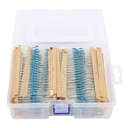 Riousery 2600Pcs 1/4W Metal Film Resistors Assortment Kit 130 Values 1 Ohm to 3M Ohm Electronic Components Set for DIY Projects and Experiments (2.36 inches / 6 cm)