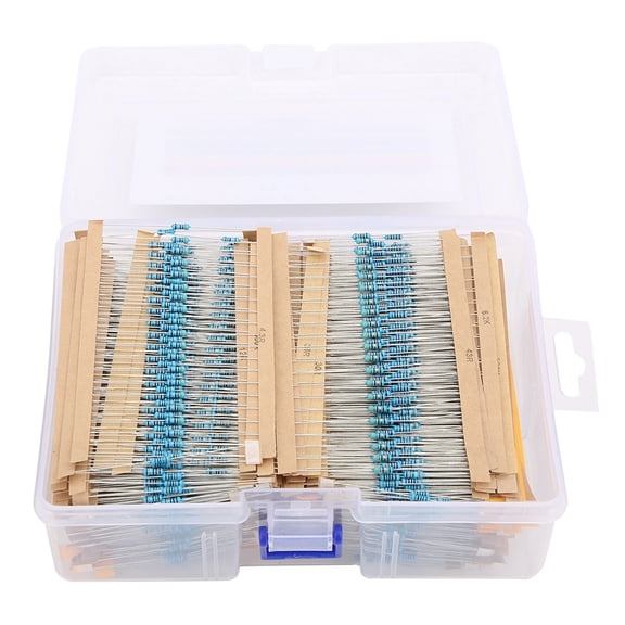 Riousery 2600Pcs 1/4W Metal Film Resistors Assortment Kit 130 Values 1 Ohm to 3M Ohm Electronic Components Set for DIY Projects and Experiments (2.36 inches / 6 cm)