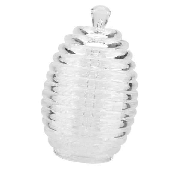 Riousery 265ml Transparent Beehive Honey Jar with Dripper Stick, Clear PC Acrylic Syrup Dispenser for Kitchen Storage (9.3x14.3cm / 3.7x5.6 Inches)
